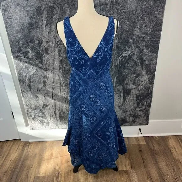Polo Ralph Lauren Asymmetrical Sleeveless Blue Patchwork Dress Lined Women's 12 - Picture 6 of 14